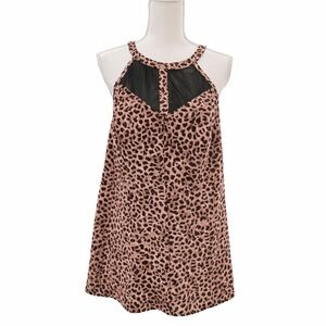 Torrid Leopard Print Halter Top 1 (14/16) 1X Mesh Bust Animal Print Blouse